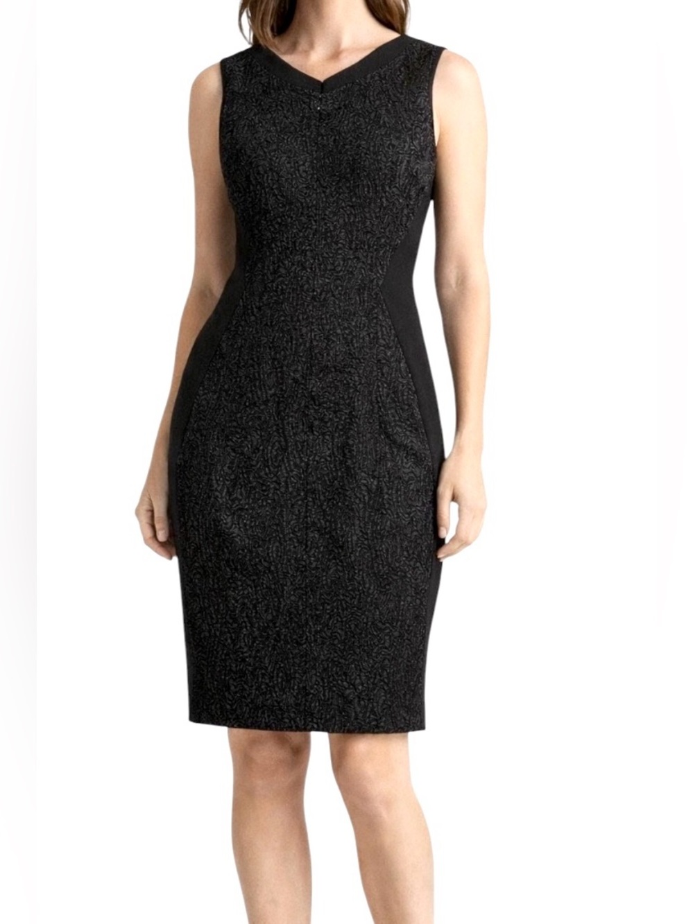 TAHARI Kyle Black textured Sheath Dress Sleeveless Womens 6 NWT Cocktail Formal
